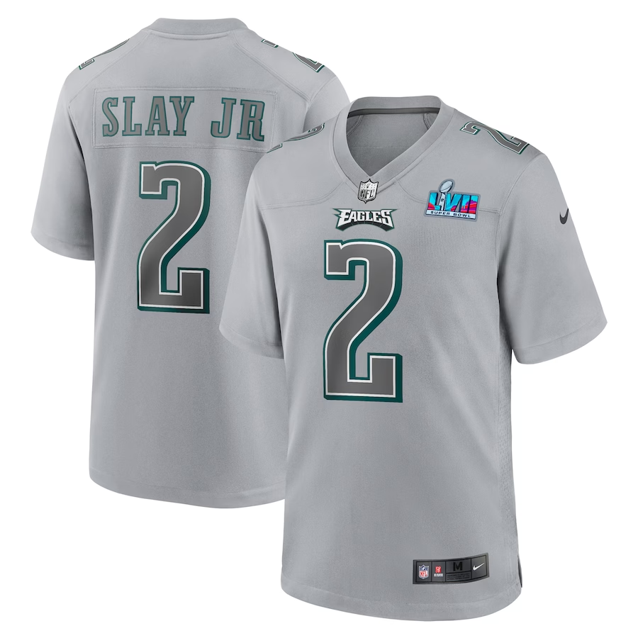 Men's Philadelphia Eagles Darius Slay Jr. Gray Super Bowl LVII Patch Atmosphere Fashion Game Jersey football jersey product view 1