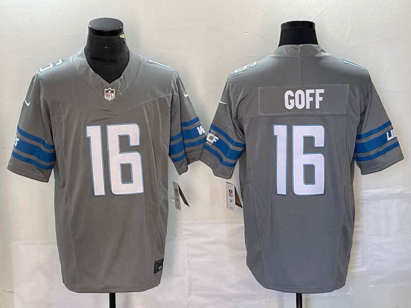 Men's Detroit Lions Jared Goff Gray Game Jersey football jersey product view 1