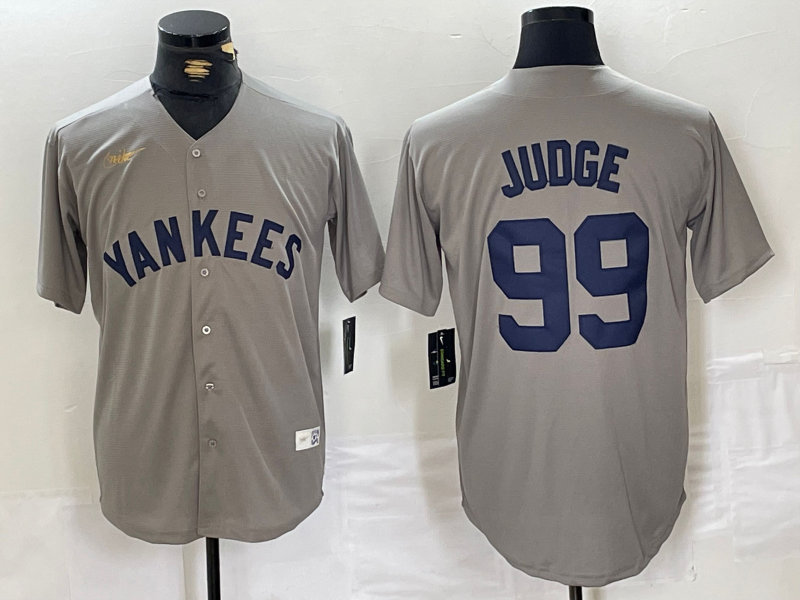 Men's New York Yankees Aaron Judge #99 Gray Road Cooperstown Collection Player Jersey baseball jersey product view 1
