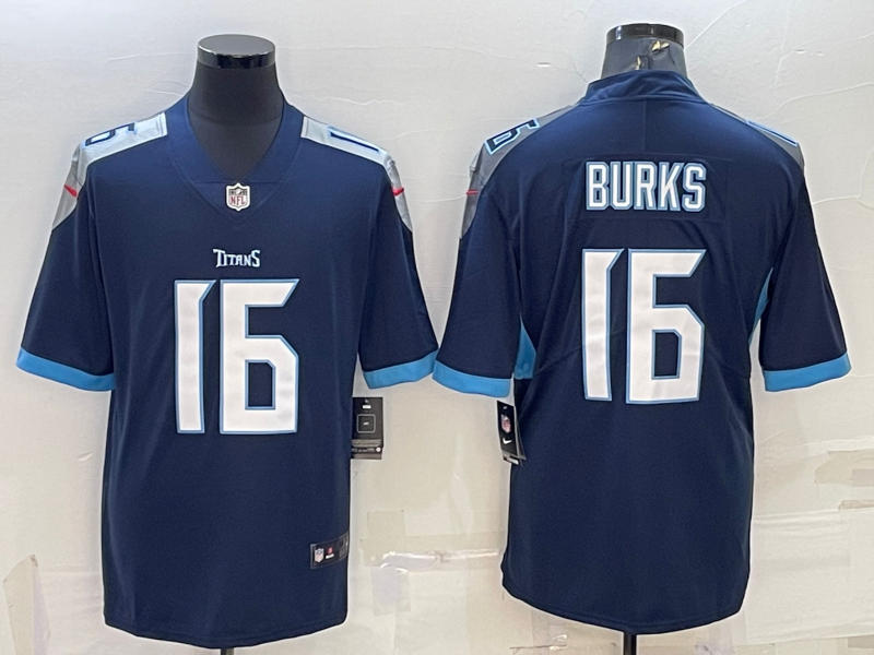 Men's Tennessee Titans Treylon Burks #16 Navy Game Jersey1 football jersey product view 1