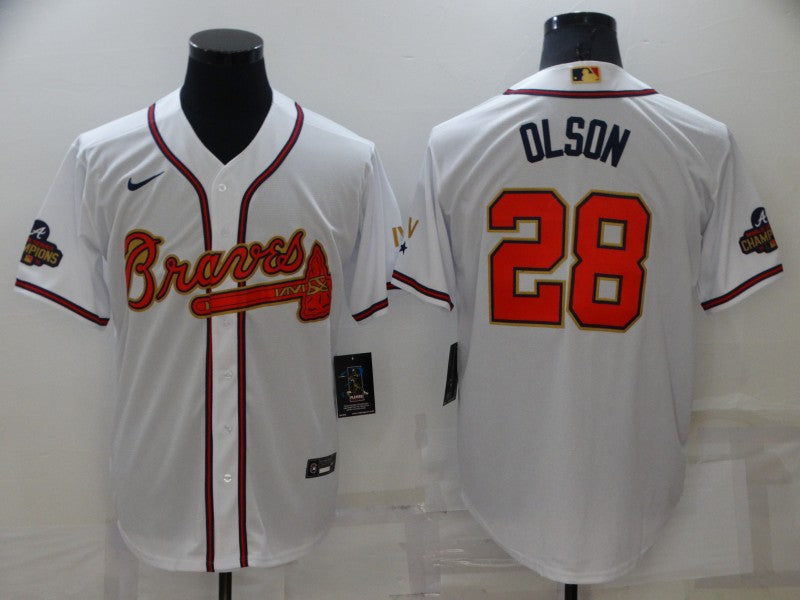 Men's Atlanta Braves Matt Olson White Replica Player Jersey baseball jersey product view 1
