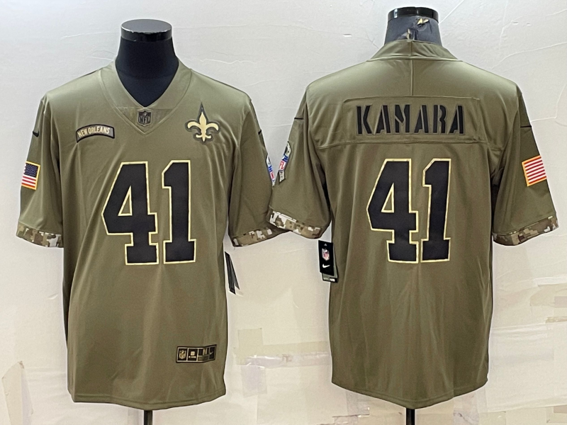 Men's New Orleans Saints Alvin Kamara #41 Olive 2022 Salute To Service Limited Jersey1 football jersey product view 1