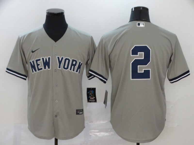 Men's New York Yankees Derek Jeter Gray Replica Player Name Jersey baseball jersey product view 1