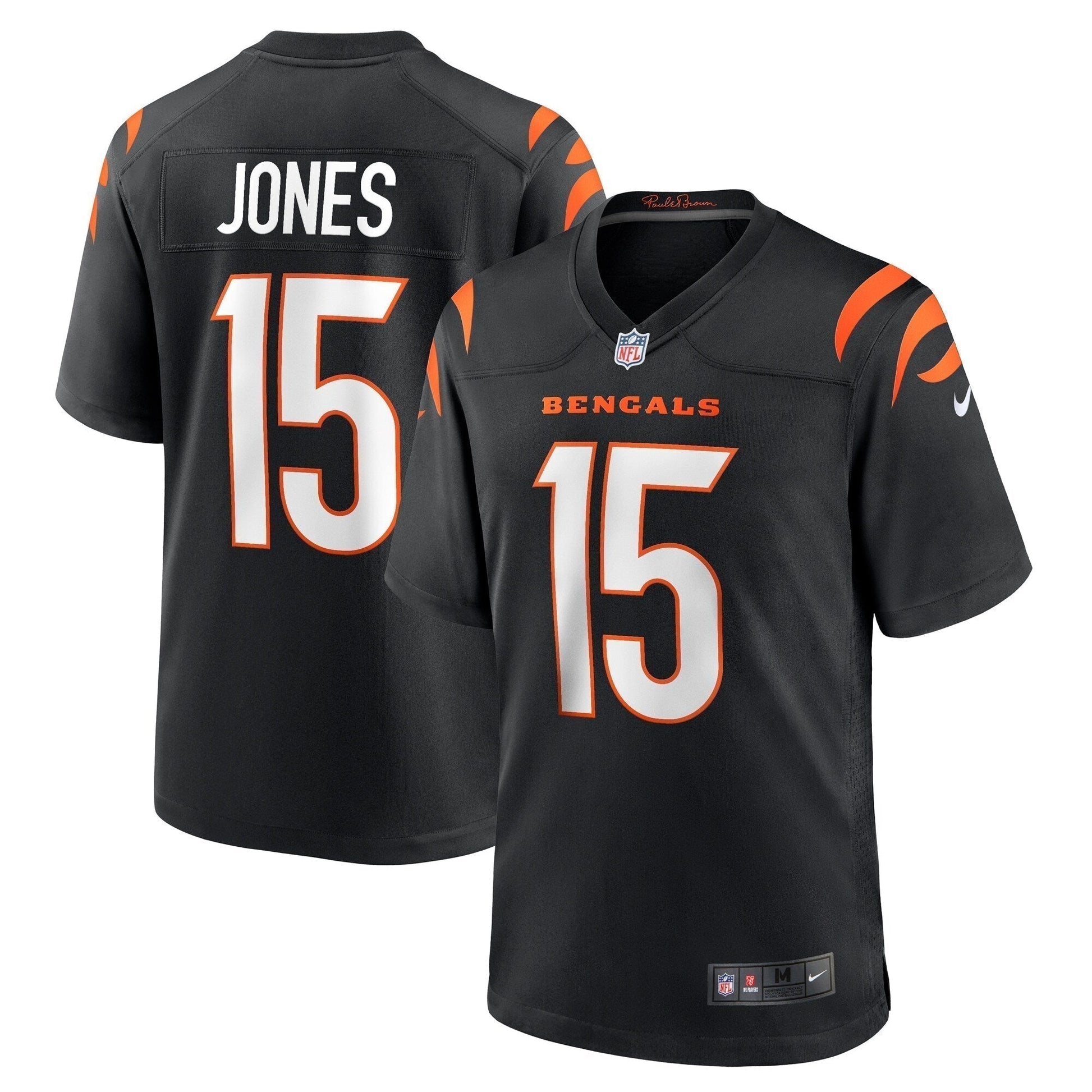 Charlie Jones Cincinnati Bengals Team Game Jersey - Black football jersey product view 1