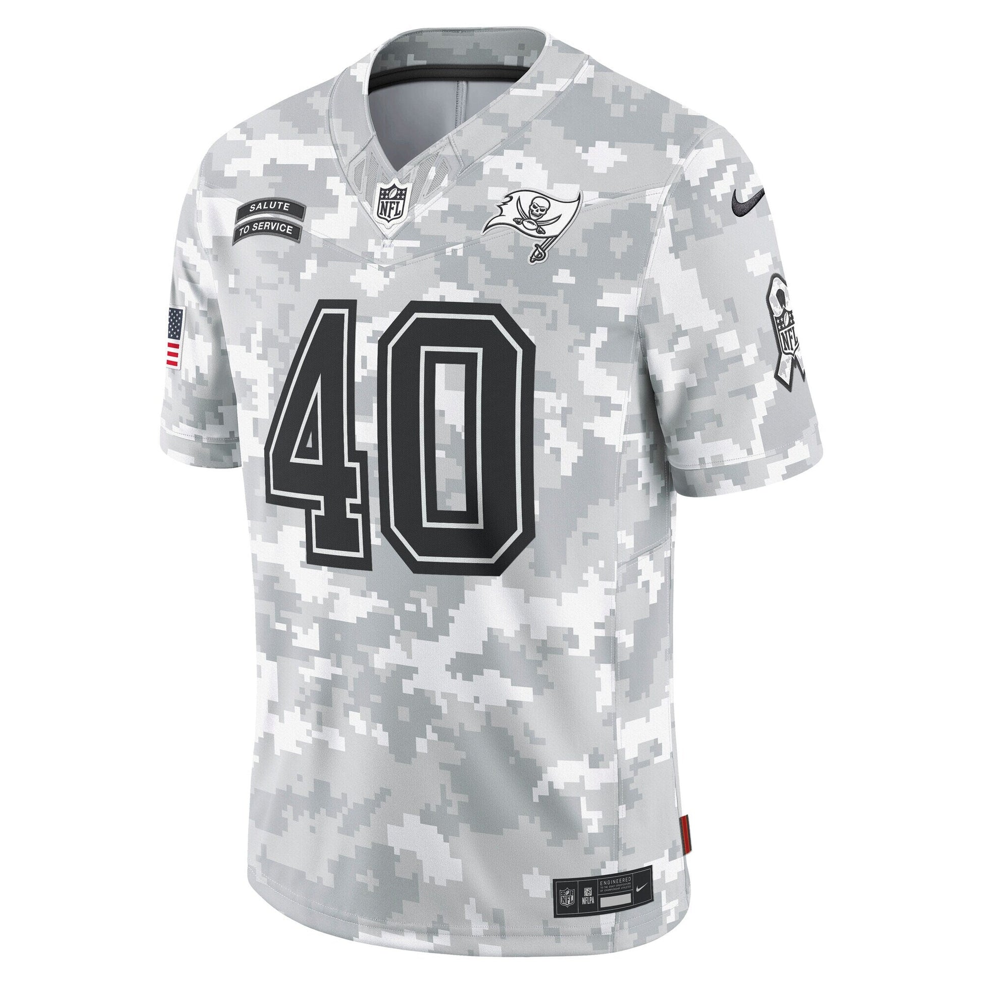 Mike Alstott Tampa Bay Buccaneers 2024 Salute to Service Retired Limited Jersey - Arctic Camo football jersey product view 2