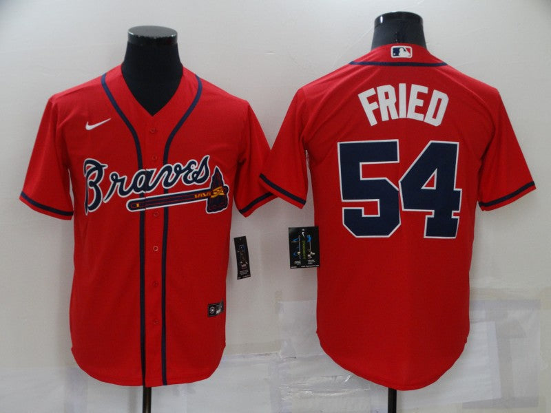 Men's Atlanta Braves Max Fried Red Replica Player Jersey baseball jersey product view 1