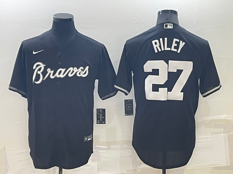 Men's Atlanta Braves Austin Riley Black Replica Player Jersey baseball jersey product view 1