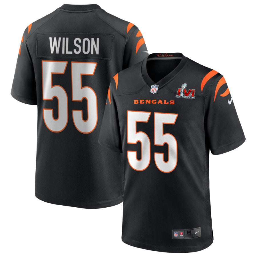 Logan Wilson Cincinnati Bengals Super Bowl LVI Game Jersey - Black football jersey product view 1