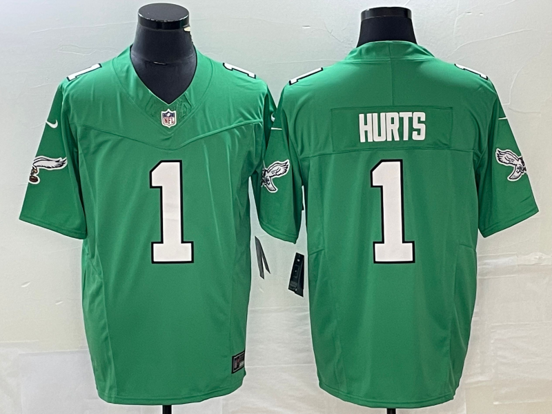 Men's Philadelphia Eagles Jalen Hurts Kelly Green Player Jersey football jersey product view 1