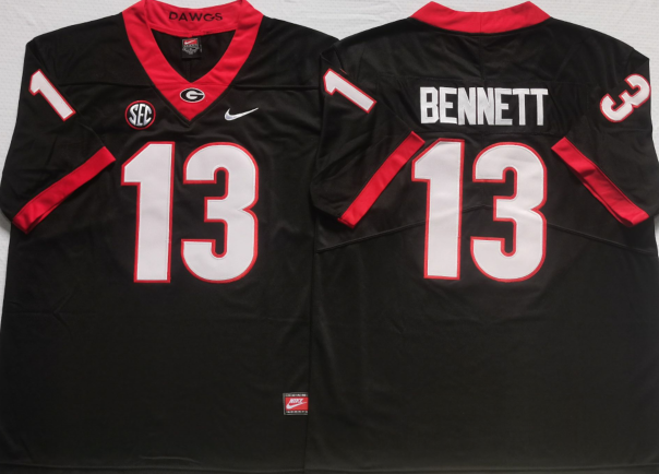 Men's Georgia Bulldogs Stetson Bennett Black Player Jersey sports jersey product view 1
