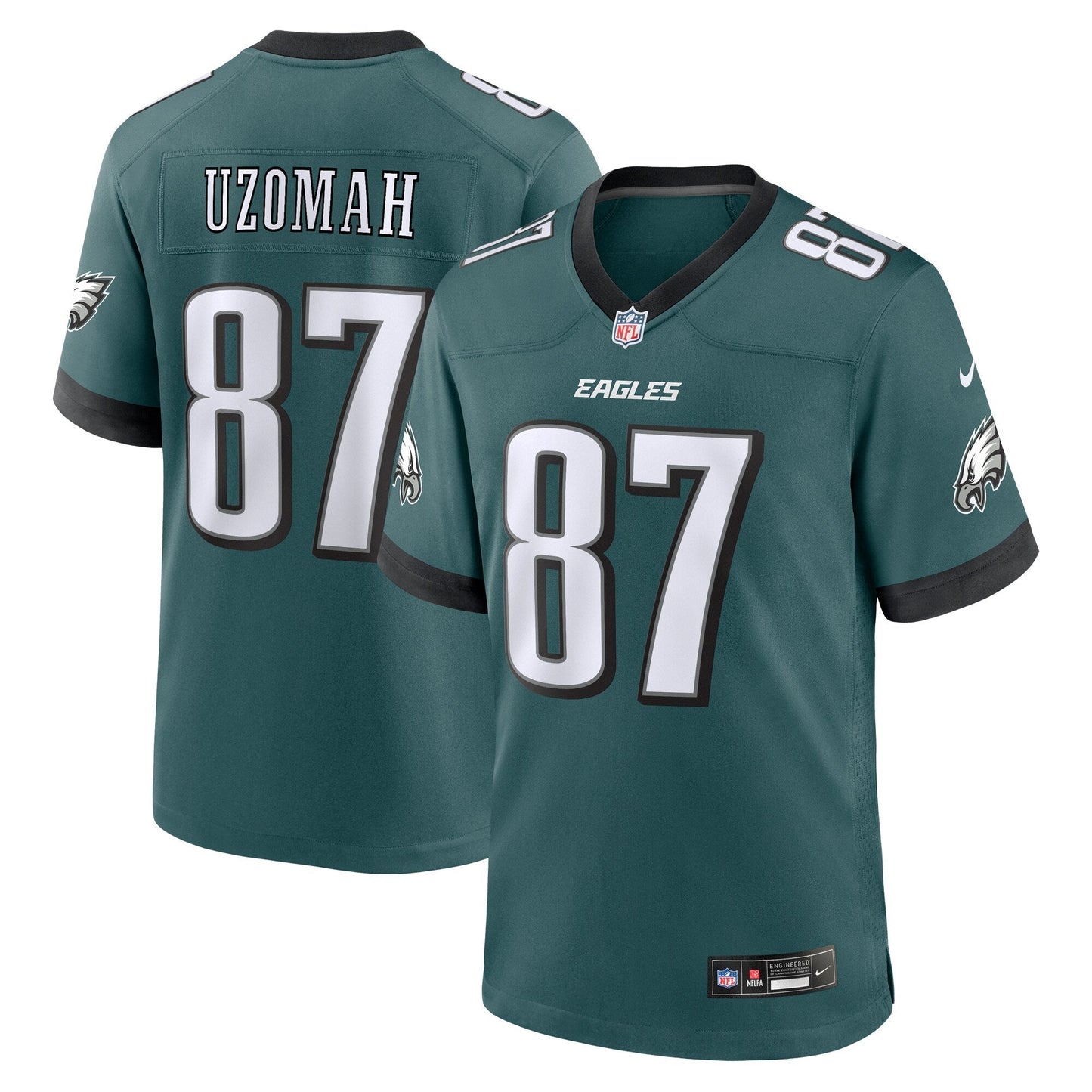 C.J. Uzomah Philadelphia Eagles Team Game Jersey - Midnight Green football jersey product view 1