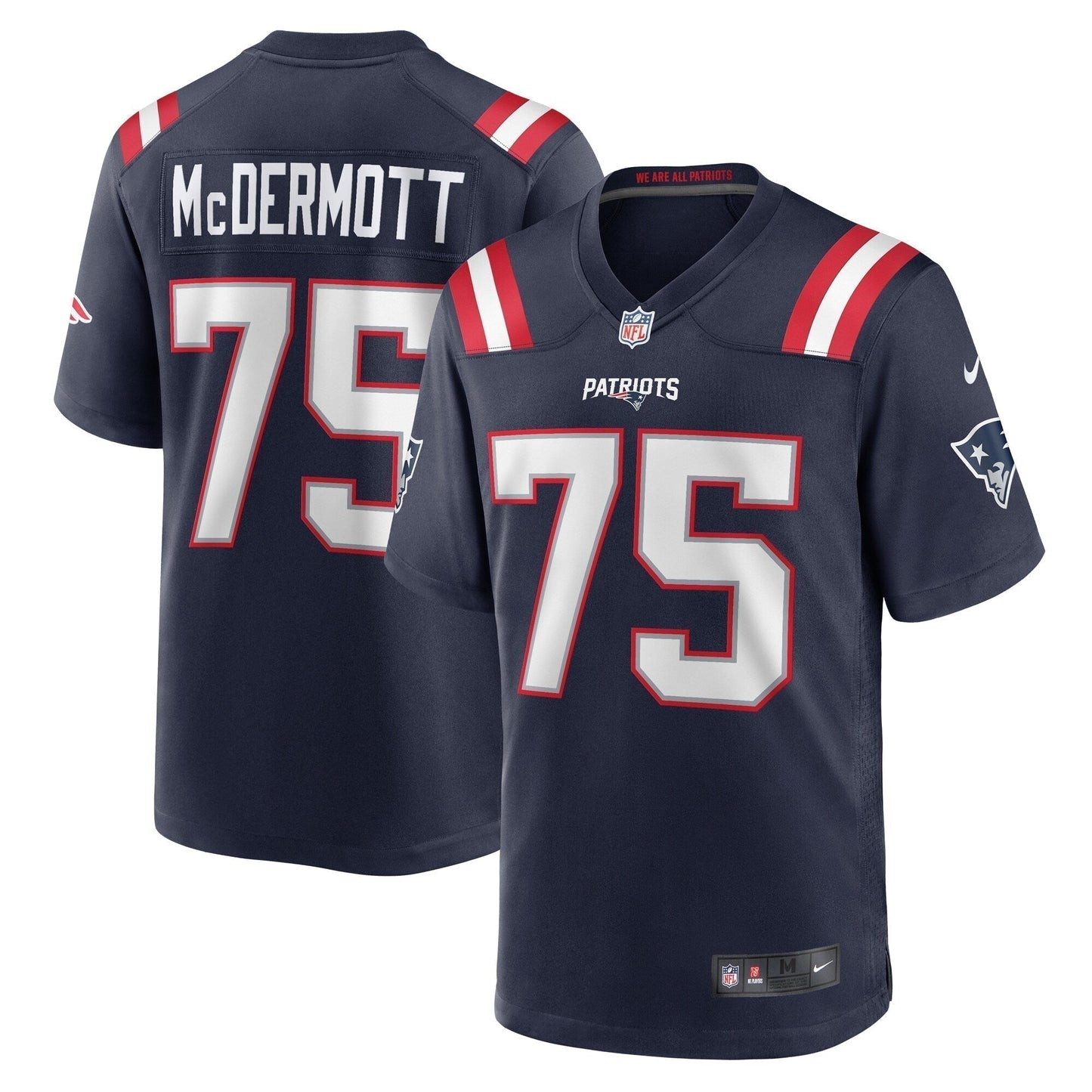 Conor McDermott New England Patriots Home Game Jersey - Navy football jersey product view 1