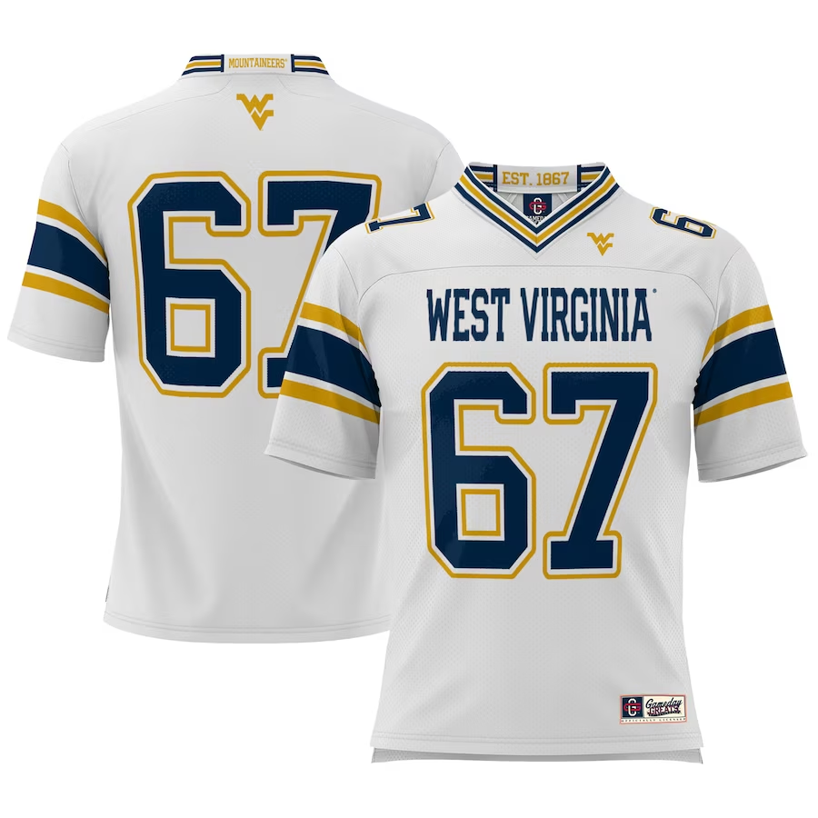 Men's West Virginia Mountaineers GameDay Greats White Football Jersey football jersey product view 1