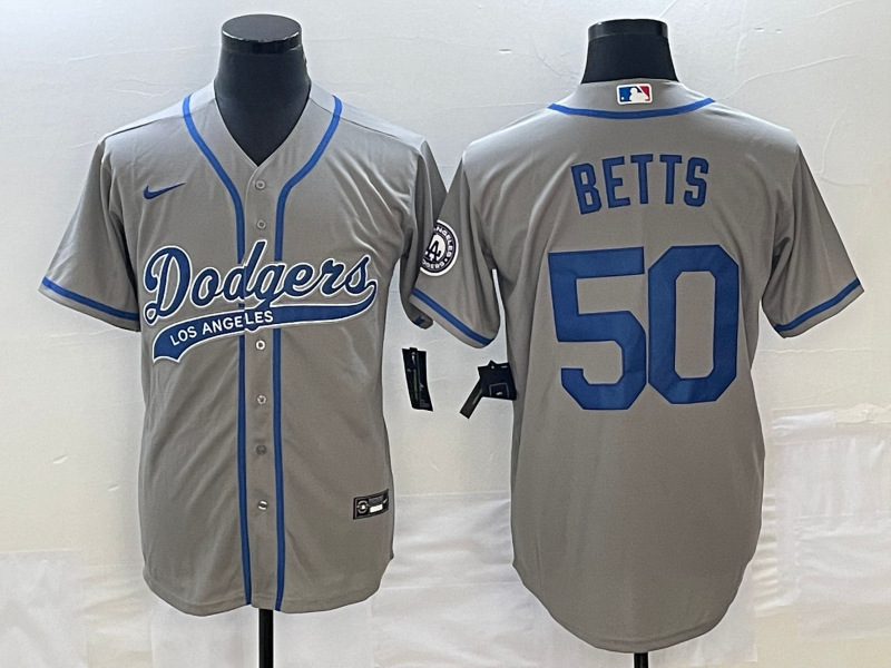 Men's Los Angeles Dodgers Mookie Betts Gray Player Jersey Joint Edition baseball jersey product view 1