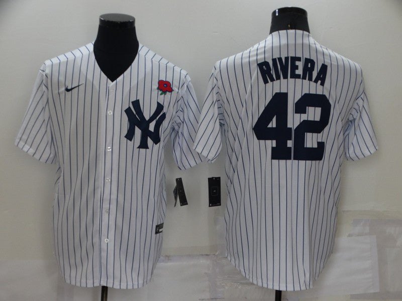 Men's New York Yankees Mariano Rivera #42 White Replica Player Jersey baseball jersey product view 1