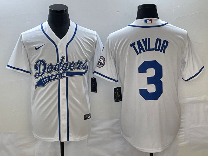 Men's Los Angeles Dodgers Chris Taylor White Player Jersey Joint Edition baseball jersey product view 1