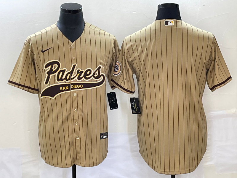 Men's San Diego Padres Tan Replica Blank Jersey Joint Edition baseball jersey product view 1