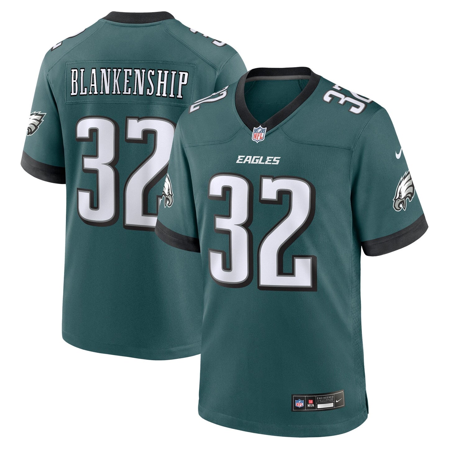 Reed Blankenship Philadelphia Eagles Team Game Jersey - Midnight Green football jersey product view 1