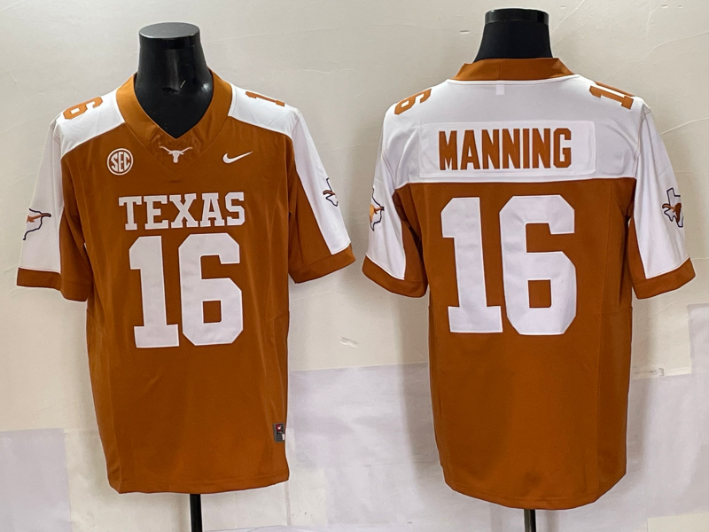 Men's Texas Longhorns Arch Manning Orange Game Jersey sports jersey product view 1