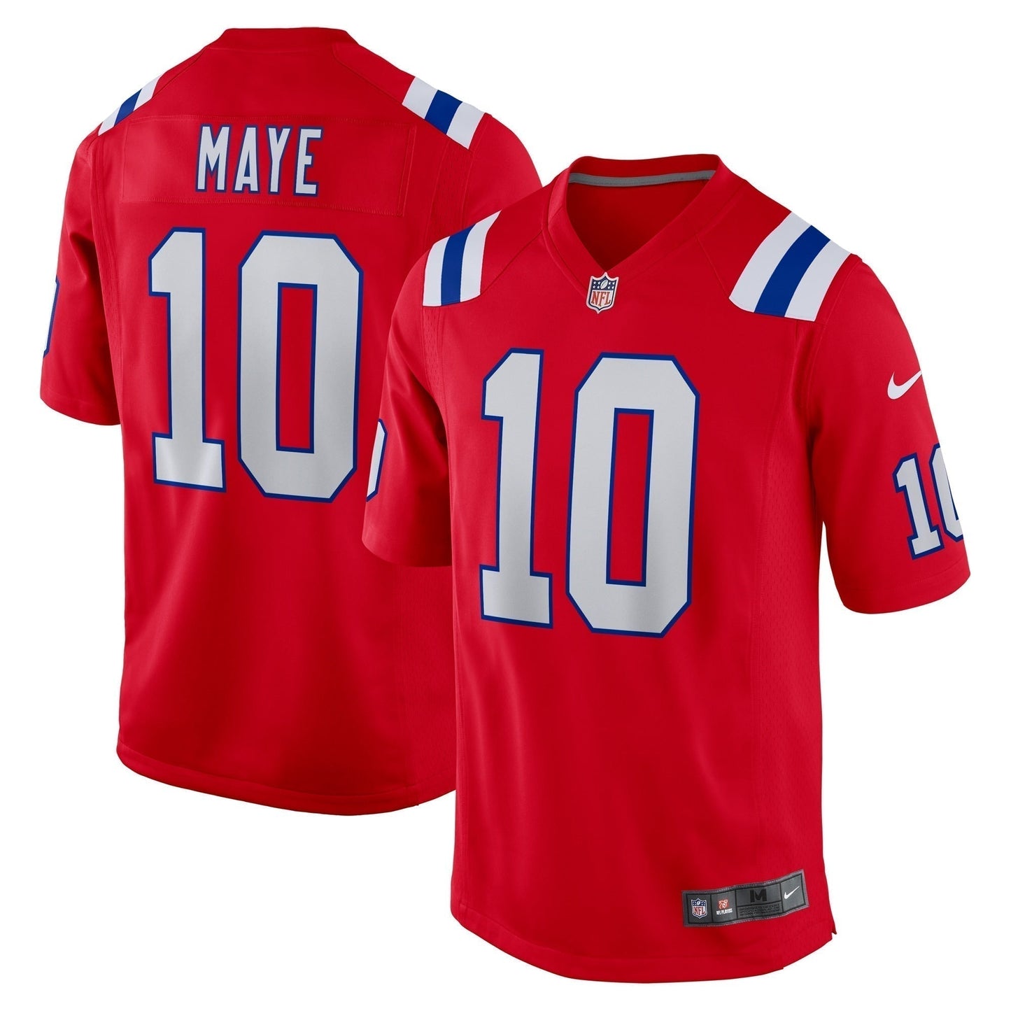 Drake Maye New England Patriots Game Jersey - Red football jersey product view 1