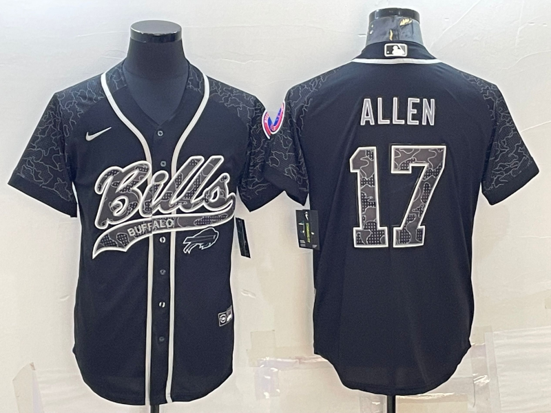 Men's Buffalo Bills Josh Allen Black RFLCTV Limited Jersey Joint Edition football jersey product view 1