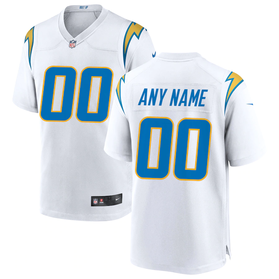 Custom1 Los Angeles Chargers White Game Jersey1 football jersey product view 1
