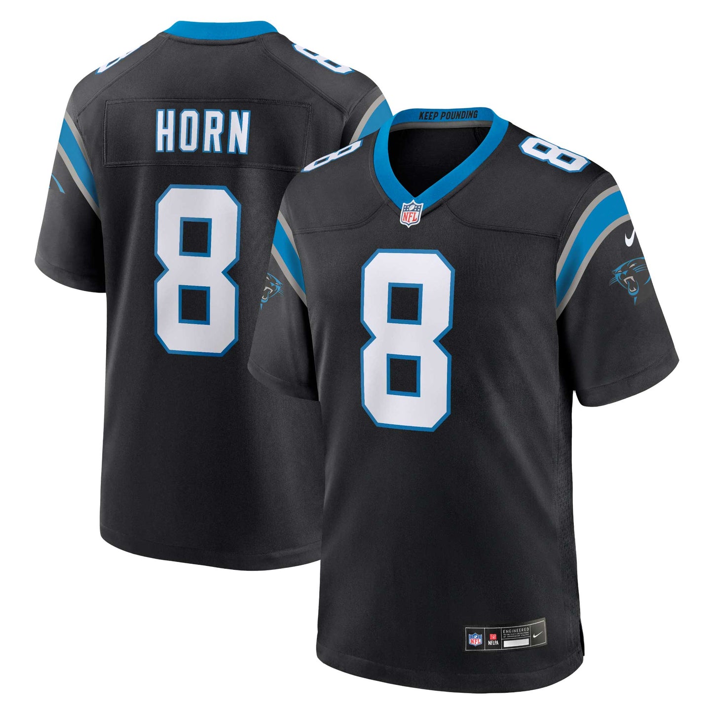 Jaycee Horn Carolina Panthers Game Jersey - Black football jersey product view 1