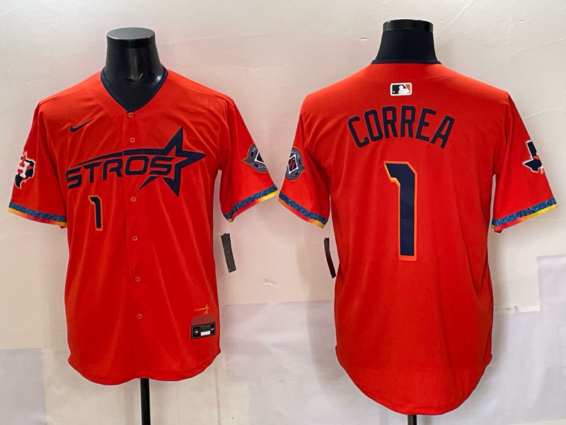 Men's Houston Astros Carlos Correa Orange 2025 City Connect Limited Player Jersey baseball jersey product view 1