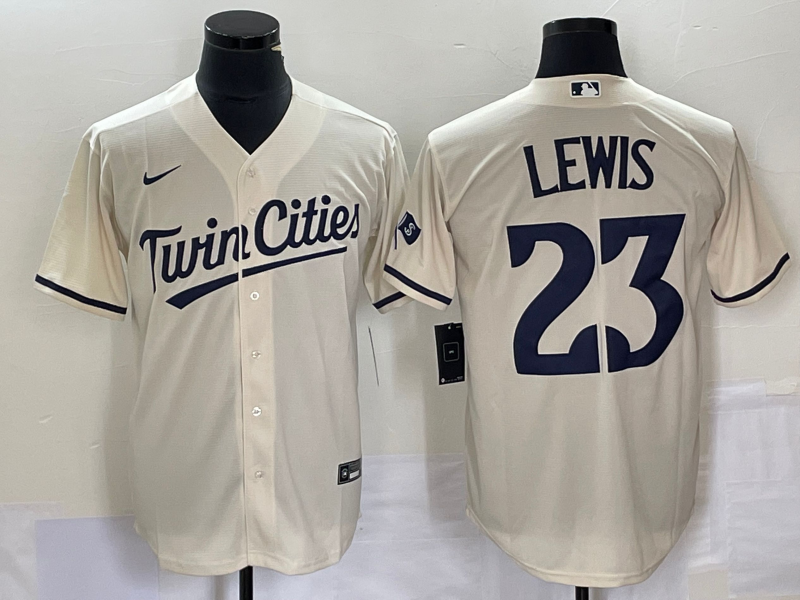 Men's Minnesota Twins Royce Lewis #23 Beige Alternate Replica Player Jersey1 baseball jersey product view 1
