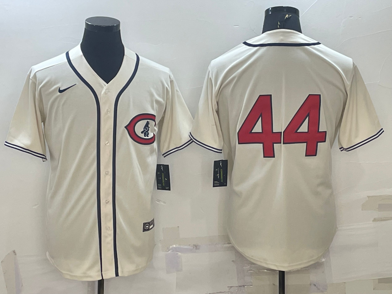 Men's Chicago Cubs Anthony Rizzo Cream Player Name Jersey baseball jersey product view 1