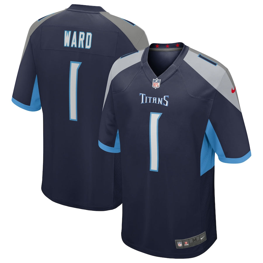 Tennessee Titans Cameron Ward Navy 2025 NFL Draft First Round Pick Alternate Game Jersey football jersey product view 1