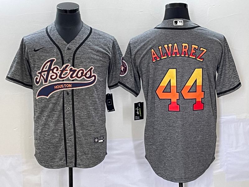 Men's Houston Astros Yordan Alvarez Gray Replica Player Jersey Joint Edition baseball jersey product view 1