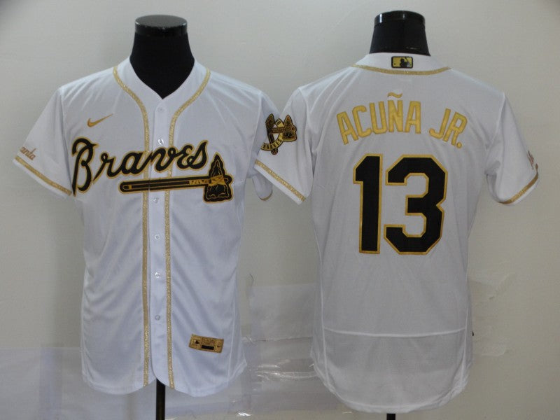Men's Atlanta Braves Ronald Acuna Jr. White Replica Player Jersey baseball jersey product view 1
