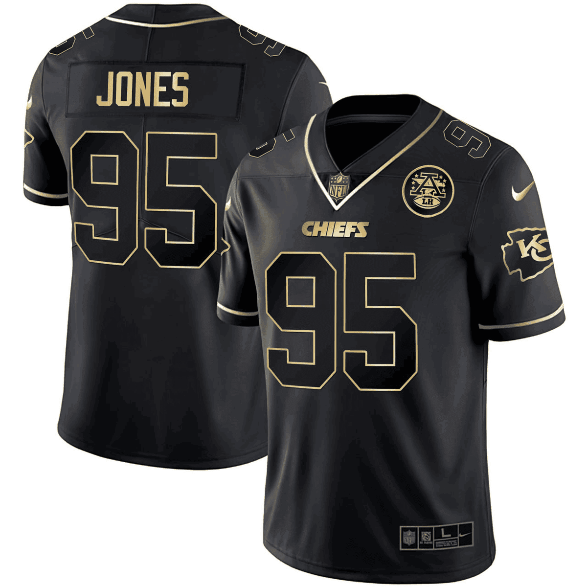 Chris Jones Chiefs Black Gold Jersey football jersey product view 1