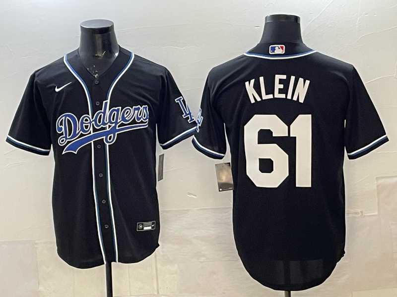 Men's Los Angeles Dodgers Clay Klein Black Replica Jersey baseball jersey product view 1