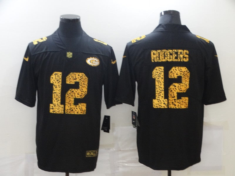 Men's Green Bay Packers #12 Aaron Rodgers Black Player Jersey1 football jersey product view 1