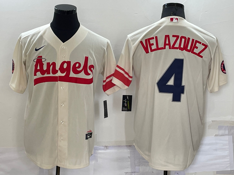 Men's Los Angeles Angels Andrew Velazquez #4 Cream City Connect Replica Player Jersey1 baseball jersey product view 1