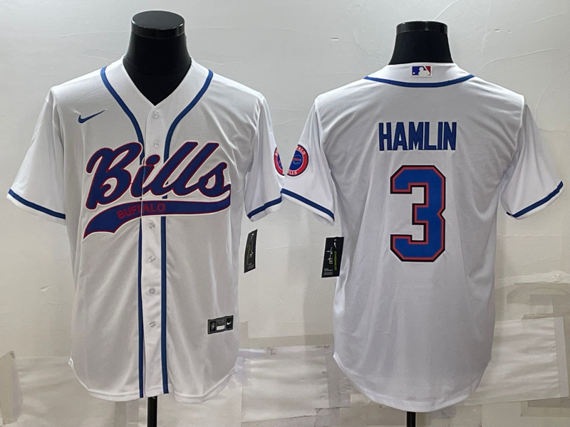 Men's Buffalo Bills Damar Hamlin White Game Jersey Joint Edition football jersey product view 1