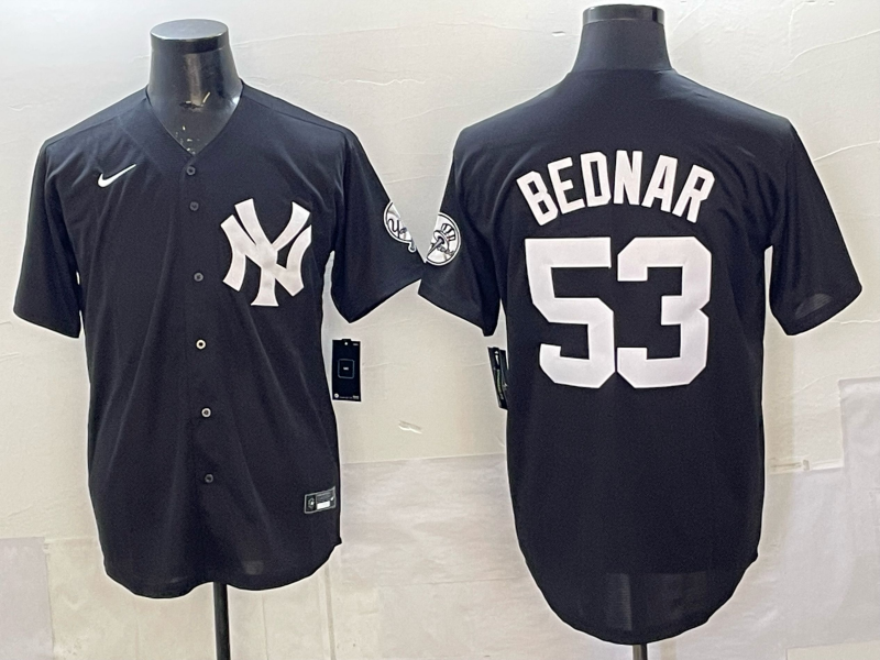 Men's New York Yankees David Bednar Black Replica Player Jersey baseball jersey product view 1