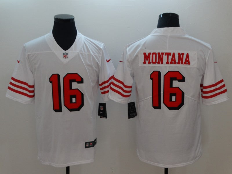 Men's San Francisco 49ers Joe Montana White Game Player Jersey football jersey product view 1