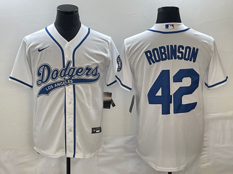 Men's Los Angeles Dodgers Jackie Robinson White Player Jersey Joint Edition baseball jersey product view 1