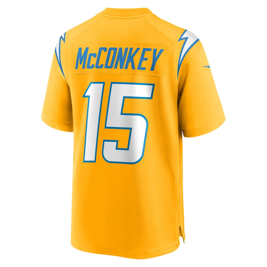 LA.Chargers #15 Ladd McConkey Gold Alternate Charger Power Game Player Jersey football jersey product view 1