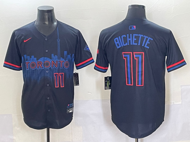 Men's Toronto Blue Jays Bo Bichette #11 Black 2024 City Connect Limited Player Jersey baseball jersey product view 1