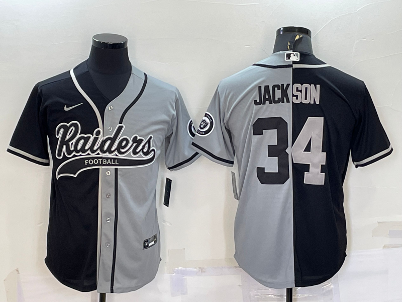 Men's Las Vegas Raiders Bo Jackson Black/Gray Game Jersey Joint Edition football jersey product view 1