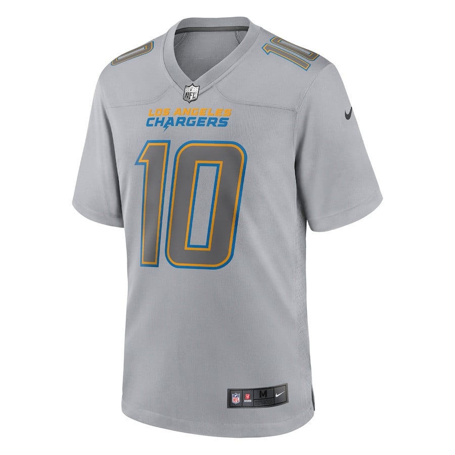 Justin Herbert 10 Los Angeles Chargers Atmosphere Fashion Game Jersey - Gray football jersey product view 2