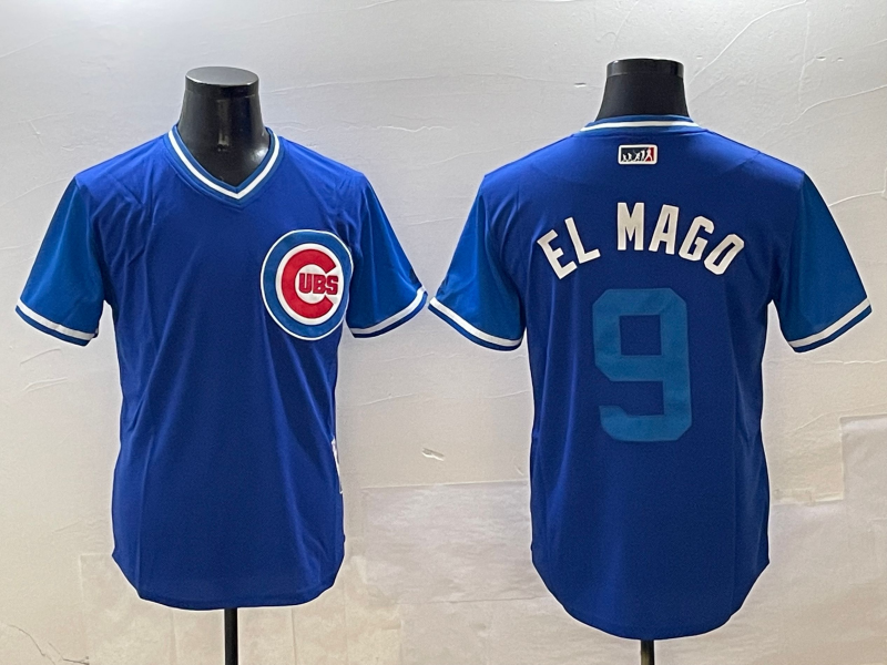 Men's Chicago Cubs Javier Baez #9 Royal Replica Player Jersey baseball jersey product view 1