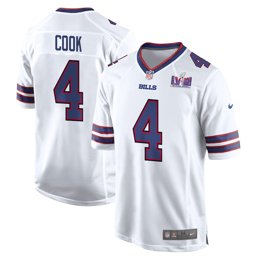 James Cook 4 Signed Buffalo Bills Super Bowl LVIII Game Men Jersey White football jersey product view 1