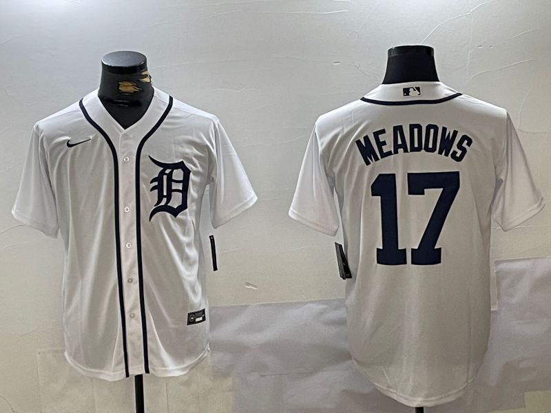Men's Detroit Tigers Austin Meadows #17 White Home Limited Player Jersey baseball jersey product view 1