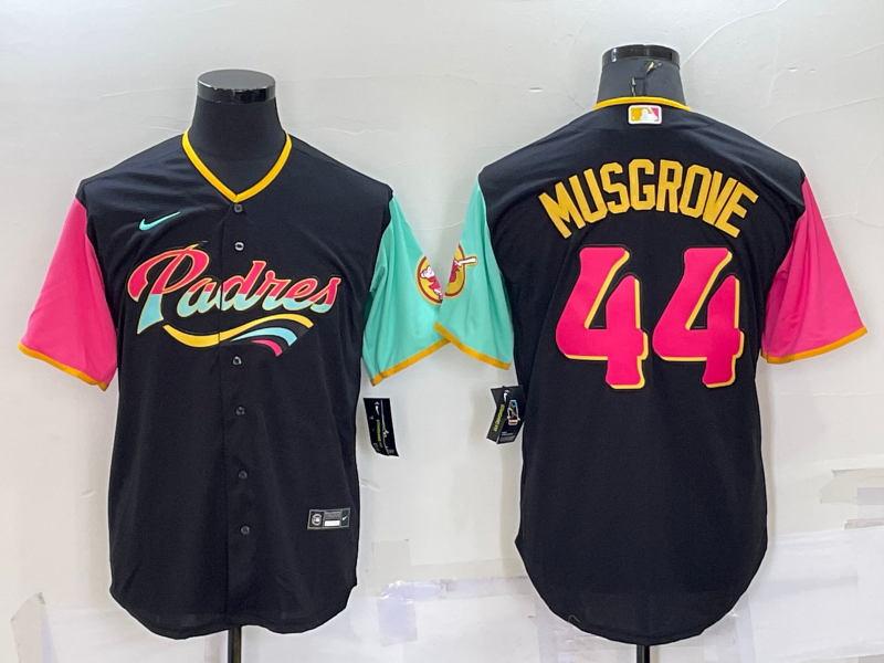 Men's San Diego Padres Joe Musgrove Black Stitched Jersey baseball jersey product view 1