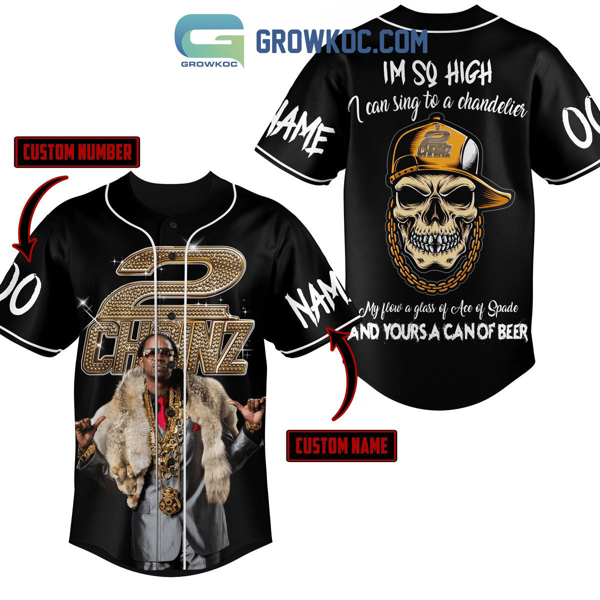 2 Chainz Im So High I Can Sing To A Chandelier Personalized Baseball Jersey Unisex T-shirt, Sweatshirt, Hoodie, Long Sleeve Tee - T-Shirt, Sweatshirt, Hoodie